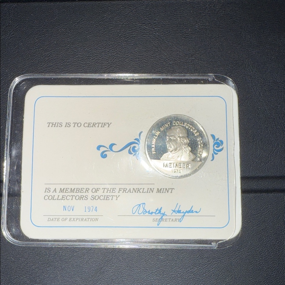 Franklin Mint Silver Collectors Society Coin